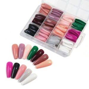 288 PCS Long Artificial Nails Tray Nails Tips Natural Full Cover