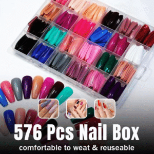 576 PCS Long Artificial Nails Tray Nails Tips Natural Full Cover - Multicolor