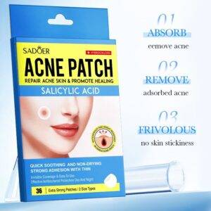 Sadoer Salicylic Acid Acne Patches Box - 36 Patches Inside with 2 Sizes
